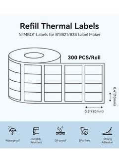 B21/B1/B3S/K3 NIIMBOT Labels 0.4''x0.8''x4 (10x20mmx4) Labels Refill, Thermal Printer Labels Stickers for Jar/Spice/Stationery/Study/Gift, White - pzsku/Z00DB620B8ED72BF5043DZ/45/_/1733371072/95f6f52a-f9de-4228-a399-f3a78371681c