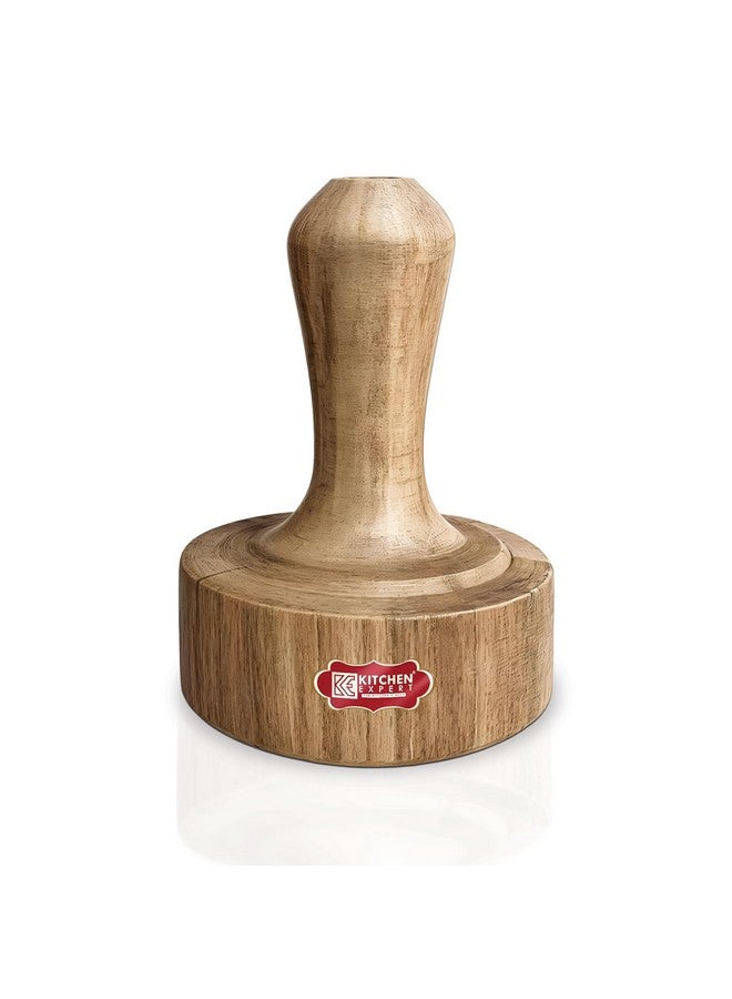 KITCHEN EXPERT, THE KITCHEN'S BEST Kitchen Expert Wooden Hand Masher | Single Block/Jointless Wood | Paratha Seakni | Roti Presser | Potato/Pav Bhaji Masher | 1 Pc - Image 1