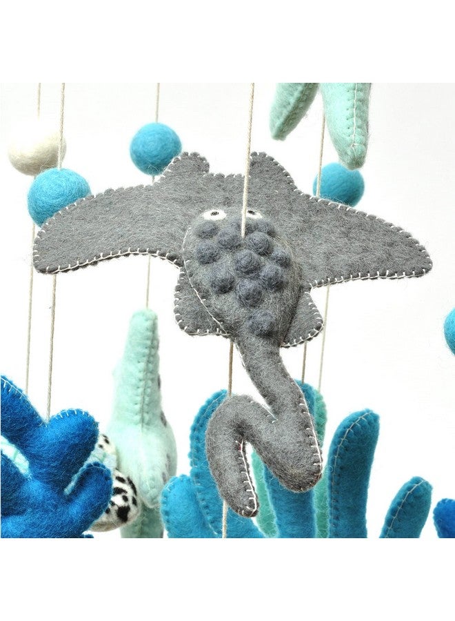Glaciart One Ocean Nursery Mobile - Colorful Decor for Crib, Baby Rooms - Handmade, Child-Safe Wood, Felt Wool & Cotton - Ocean Themed Decoration for Girls & Boys - 10x30Inch, 60Inch Hanging String - Image 5
