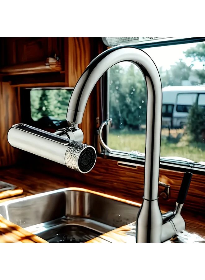 Universal Multifunctional RV Kitchen Sink Faucet Adapter Silvery Three Outlet Mode - Image 5