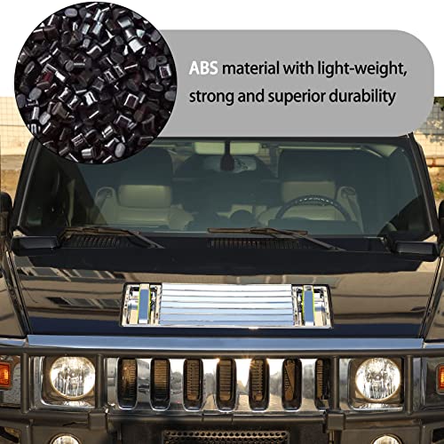 Lcojicep Hood Deck Vent Panel Covers Trim Moulding Compatible with Hummer 2003-2009 H2 Front Hood Vent Louver Cover, Front Hood Grille Trim (Handles, Bright Light) - Image 5