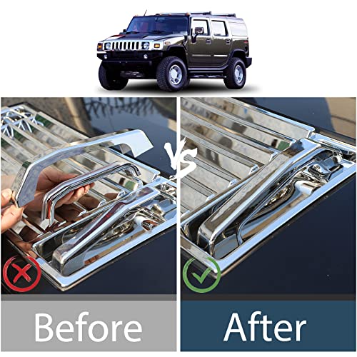 Lcojicep Hood Deck Vent Panel Covers Trim Moulding Compatible with Hummer 2003-2009 H2 Front Hood Vent Louver Cover, Front Hood Grille Trim (Handles, Bright Light) - Image 4