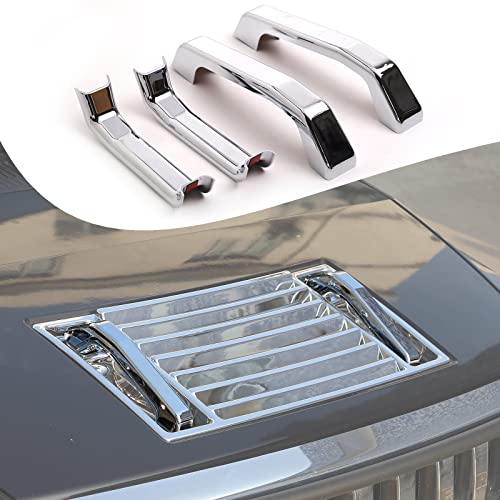 Lcojicep Hood Deck Vent Panel Covers Trim Moulding Compatible with Hummer 2003-2009 H2 Front Hood Vent Louver Cover, Front Hood Grille Trim (Handles, Bright Light) - Image 1