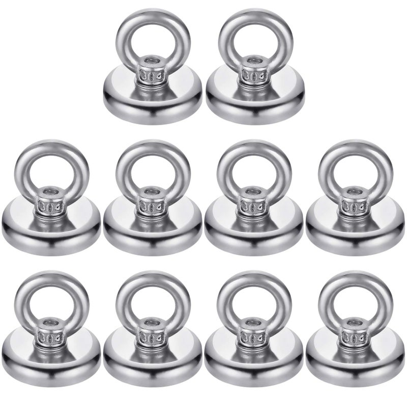 FINDMAG 10 Pack Heavy Duty Magnets, Silver Strong Magnetic Hooks with Countersunk Hole Eyebolt, Neodymium Magnets Countersunk for Home, Kitchen, Workplace, Office, Garage, Tool Storage, and More - Image 1
