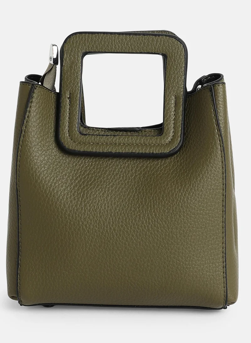 Haute Sauce Solid Zip Lock Regular Vegan Leather Hand Bag For Women