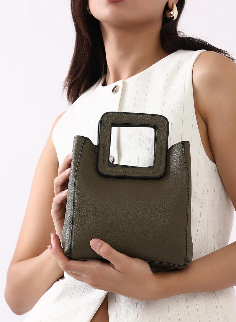 Haute Sauce Solid Zip Lock Regular Vegan Leather Hand Bag For Women  - Image 2