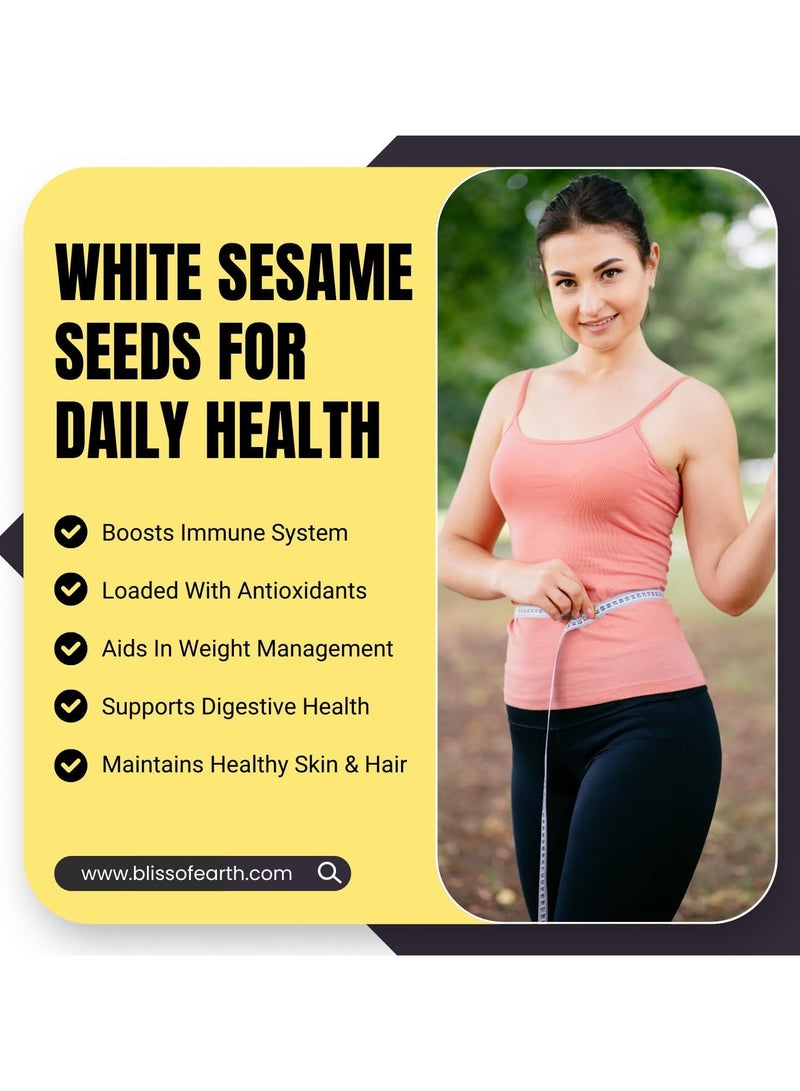 بليس اوف ايرث مجموعة بذور الشيا الخام والكتان والسمسم الأبيض لفقدان الوزن والبذور النباتية للأكل ومزيج بذور الأطعمة الفائقة عالية البروتين للعصائر والسلطة والخبز وأوميغا والكالسيوم الغنية - 1 كجم لكل منها - Image 4