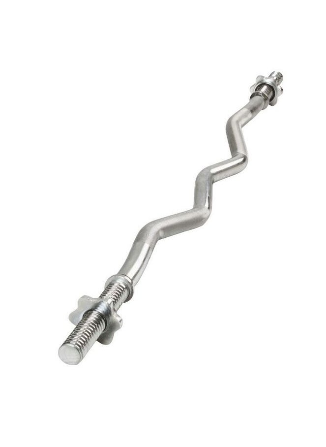 Generic - Chrome Curved Zigzag Barbell Bar With Spin Locks 120 Cm - Image 1