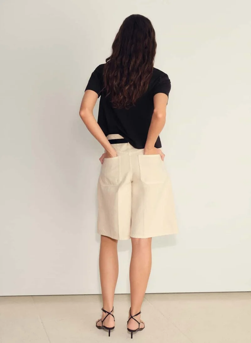 MANGO Contrasting Collar Cotton T-Shirt