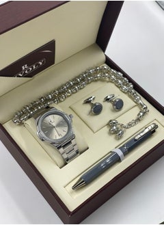 Laforea watch set for men consisting of 4 pieces, a watch, a rosary, a pen and a set of buttons