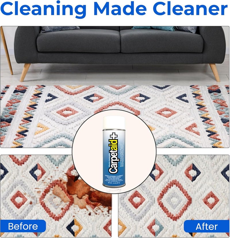 مزيل بقع السجاد Carpet Aid - محلول تنظيف السجاد ومنظف الأثاث للبقع العنيدة مثل آثار الأقدام والأوساخ والزيوت وحوادث الحيوانات الأليفة وانسكابات النبيذ - علبة قابلة لإعادة التدوير 100% (10 أونصة) - Image 4