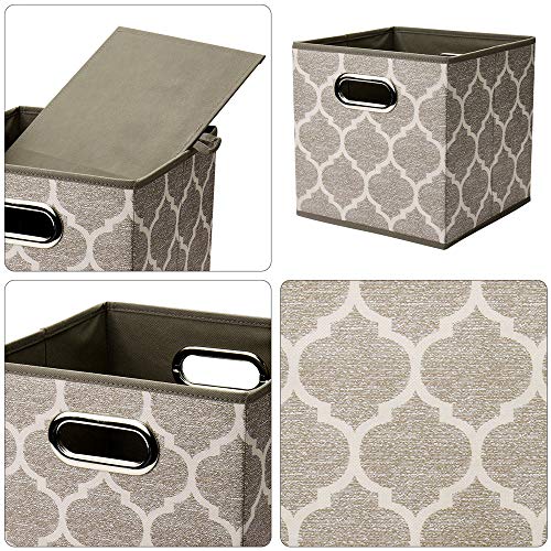 HSDT Decorative Storage Cubes 10.5 x10.5 x 11 Inch Brown Cuibcle Baskets LatticePattern Cloth Storage Cubes Bins Foldable Fabric Storage Boxes Inserts Cube Drawers for Organizer Closet,QY-SC08-6 - Image 3