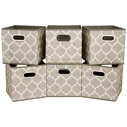 HSDT Decorative Storage Cubes 10.5 x10.5 x 11 Inch Brown Cuibcle Baskets LatticePattern Cloth Storage Cubes Bins Foldable Fabric Storage Boxes Inserts Cube Drawers for Organizer Closet,QY-SC08-6 - Image 1