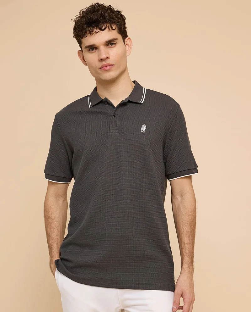 أر أند بي Logo Embroidered Polo T-Shirt with Short Sleeves