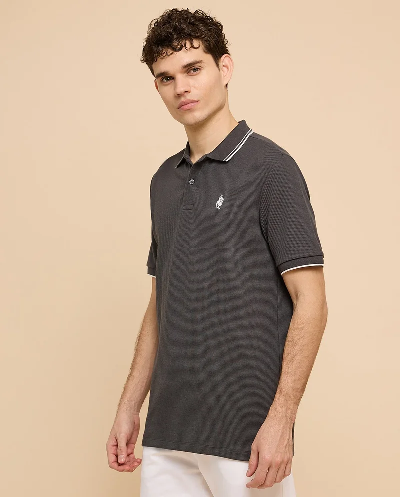 أر أند بي Logo Embroidered Polo T-Shirt with Short Sleeves
