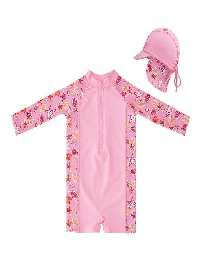 Big Softies Baby Girl 2 Piece Swim Wear-Pink, Size-00|Swimming Costume|Swim Suit|Design-Starfish|Combo of 2 Pc Pack Chlorine & Salt Water Friendly|UPF 50+|for 3-6 Months Girls - Image 1