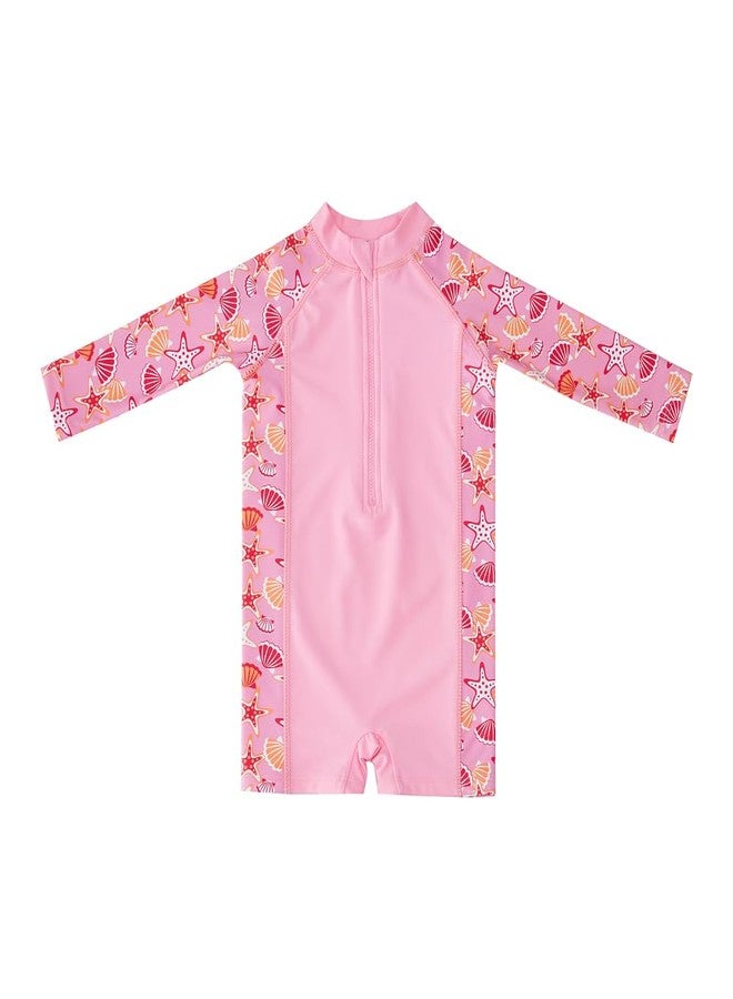 Big Softies Baby Girl 2 Piece Swim Wear-Pink, Size-00|Swimming Costume|Swim Suit|Design-Starfish|Combo of 2 Pc Pack Chlorine & Salt Water Friendly|UPF 50+|for 3-6 Months Girls - Image 2