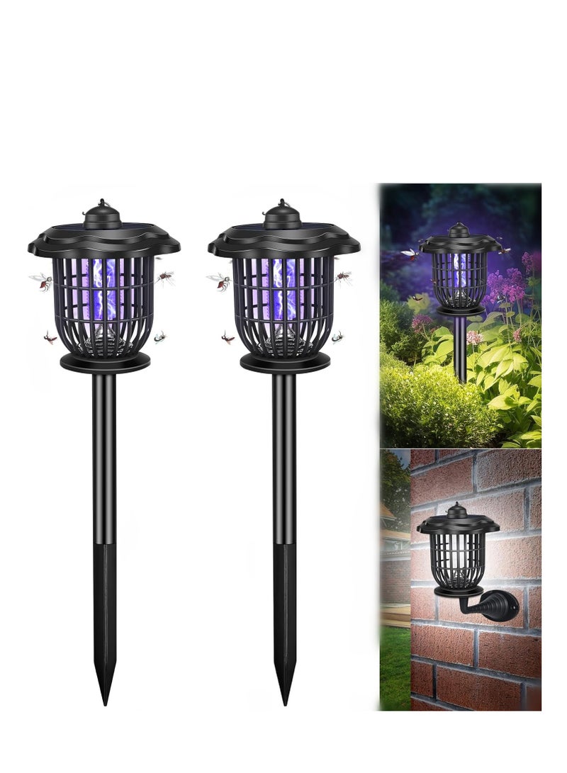 SYOSI Solar Bug Zapper, Outdoor Waterproof Solar Powered and Rechargeable Mosquito Zapper, Outdoor Led UV Mosquito Killer Fly Zapper, Lighting Lamp Stake Landscape Fixture for Garden Patio, 2 Pcs - Image 1