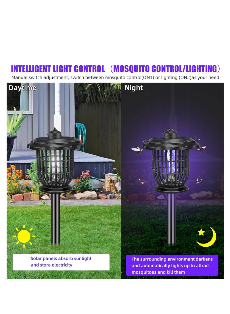SYOSI Solar Bug Zapper, Outdoor Waterproof Solar Powered and Rechargeable Mosquito Zapper, Outdoor Led UV Mosquito Killer Fly Zapper, Lighting Lamp Stake Landscape Fixture for Garden Patio, 2 Pcs - Image 2