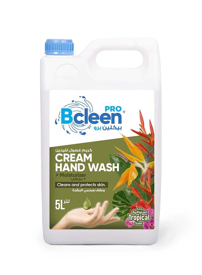 Bcleen Cream Handwash with Moisturizer - Protects Your Hands from Germs Tropical Scent - 5 Liter - Image 1