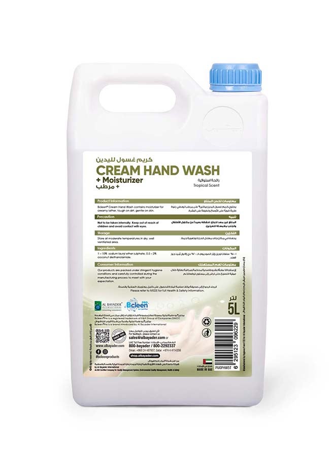 Bcleen Cream Handwash with Moisturizer - Protects Your Hands from Germs Tropical Scent - 5 Liter - Image 2