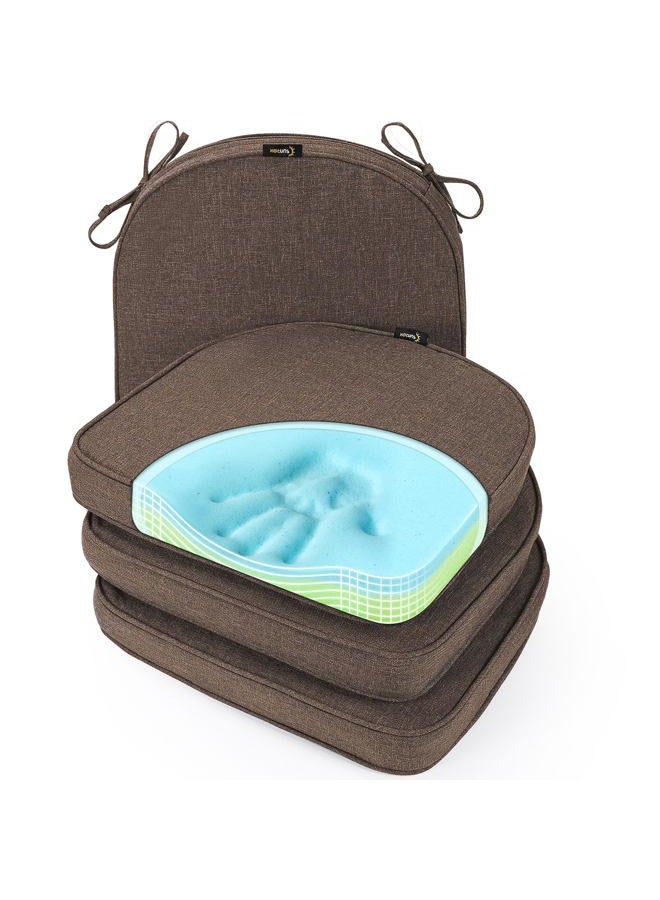 SUNROX Gel Memory Foam Chair Cushions, FadeShield Water-, Stain-Resistant Durable Reversible Seat Cushion Pads with Ties for Indoor/Outdoor Kitchen Dining Office, 19"x19", Set of 4, Heather Chestnut - Image 1