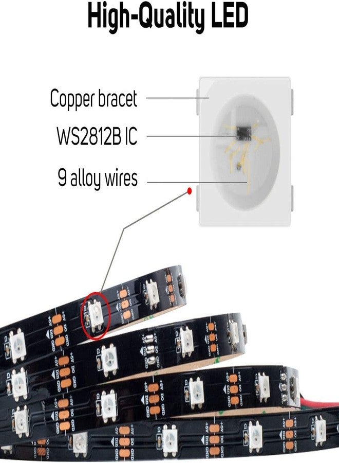 LightingKart شريط إضاءة LED من LightingKart طراز WS2812B - طوله 16.4 قدم، 300 بكسل، لون الأحلام، غير مقاوم للماء، لشاشات/جدران LED (5 أمتار) - Image 4