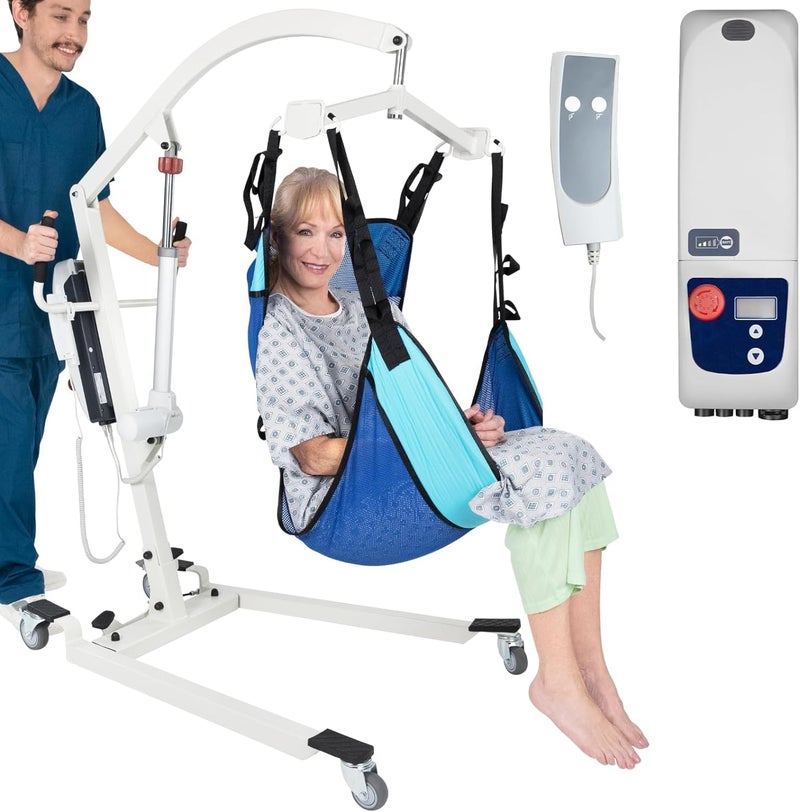 Vive Electric Patient Lift for Home Use with Sling  Portable Adjustable Medical Patient Lift for Home Use  Electric Sit to Stand Chair for Elderly Adults  Handicap  Person Floor Transfer Assist