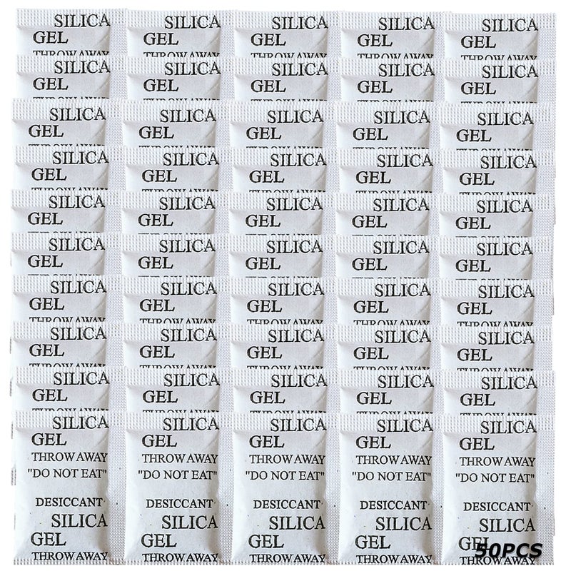SmaringRobot 50PCS 5 Gram Silica Gel Packets, Premium Moisture Absorbers, Desiccant Packs for Storage Clothes, Shoes, Electronics, 3D Filament, Safes, Rechargeable Humidity Packs, Dehumidifier Bags, Silica Packets - Image 1