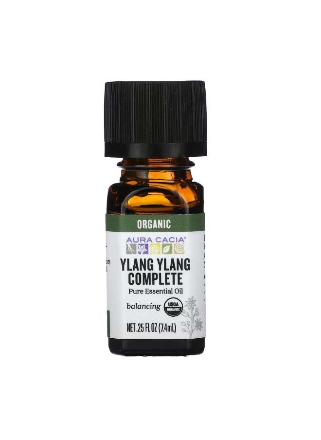 Aura Cacia Pure Essential Oil Organic Ylang Ylang Complete 0.25 fl oz 7.4 ml  - Image 1