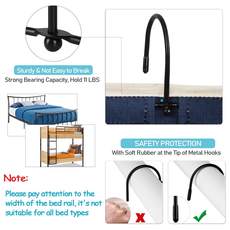 Loghot Bedside Caddy/Bedside Storage Bag Hanging Organizer For Bunk And Hospital Beds Dorm Rooms Bed Rails Can Be Placed Glasses Books Mobile Phones Keys (Navy Blue) - Image 2