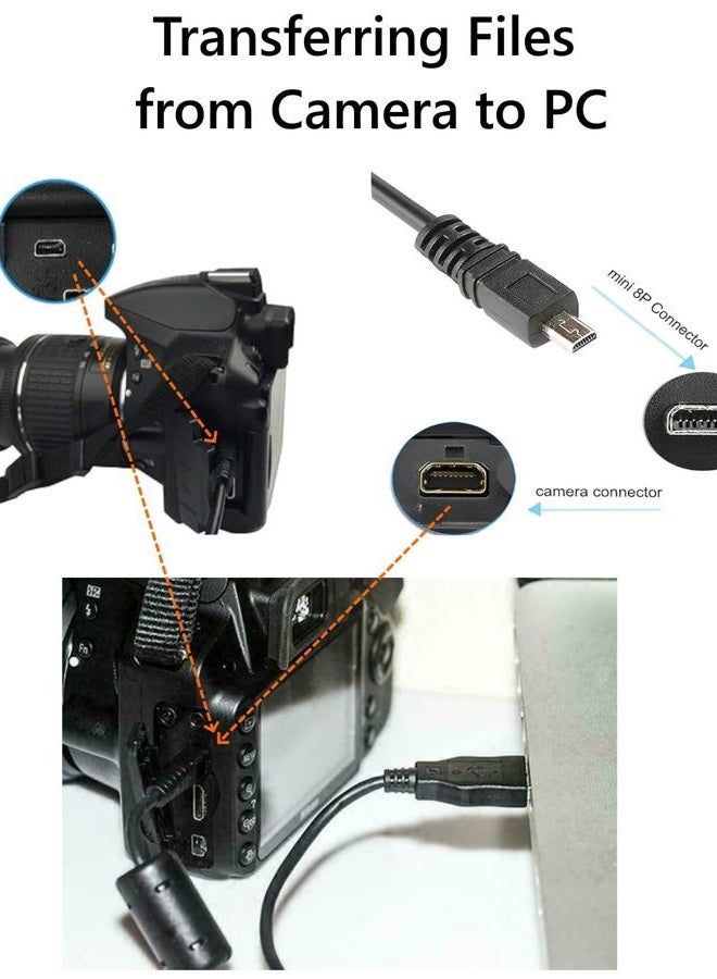 ienza Replacement USB PC Mac Photo Picture Transfer and Charger Cable Cord DMW-USBC1 for Panasonic Lumix Camera DMC-G7 ZS40 ZS50 TS30 SZ3 TZ8 TZ11 TZ15 TZ24 & More (See List of Compatible Models) - Image 3