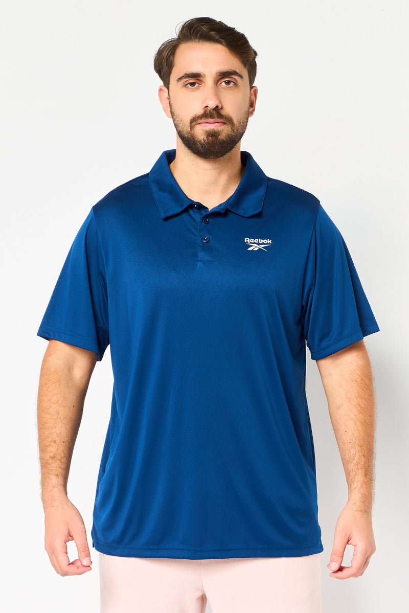 Reebok Men Regular Fit Short Sleeve Brand Logo Polo Shirt, Navy - Image 1