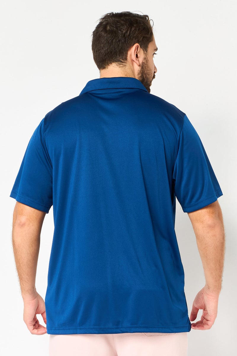 Reebok Men Regular Fit Short Sleeve Brand Logo Polo Shirt, Navy - Image 3