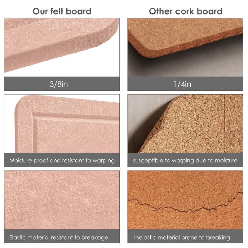 Lightomorrow Bulletin Board, 36 x 24 inches Felt Board - Decorative Pin Board, Cork Board Alternative for Wall, 3' x 2' Foldable Self-Adhesive Vision Board Prayer Board with 20 Pushpins - Mauvey Pink - Image 4