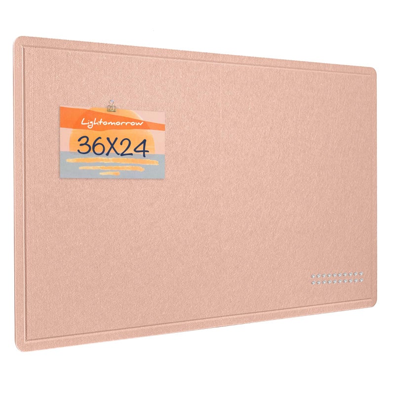 Lightomorrow Bulletin Board, 36 x 24 inches Felt Board - Decorative Pin Board, Cork Board Alternative for Wall, 3' x 2' Foldable Self-Adhesive Vision Board Prayer Board with 20 Pushpins - Mauvey Pink - Image 1