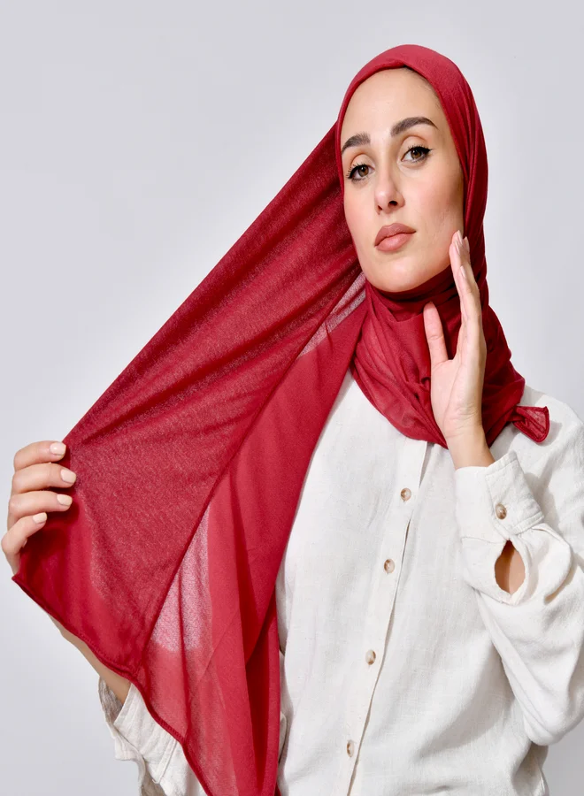 عبايات حوراء طرحة قطن ربع مبطنة من الامام بخياطة - احمر