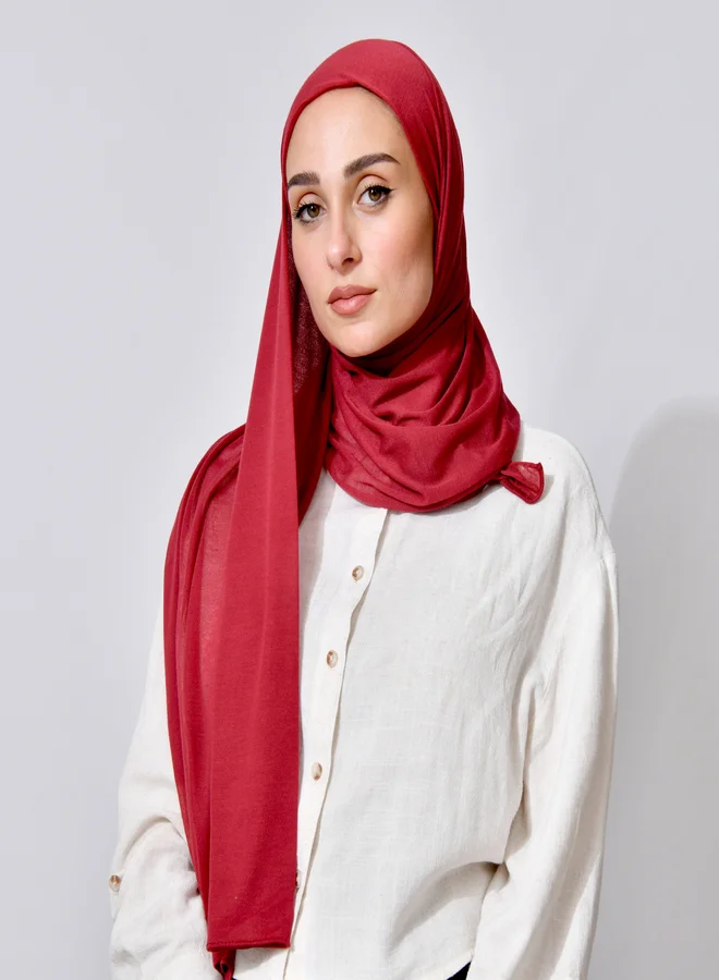 عبايات حوراء طرحة قطن ربع مبطنة من الامام بخياطة - احمر