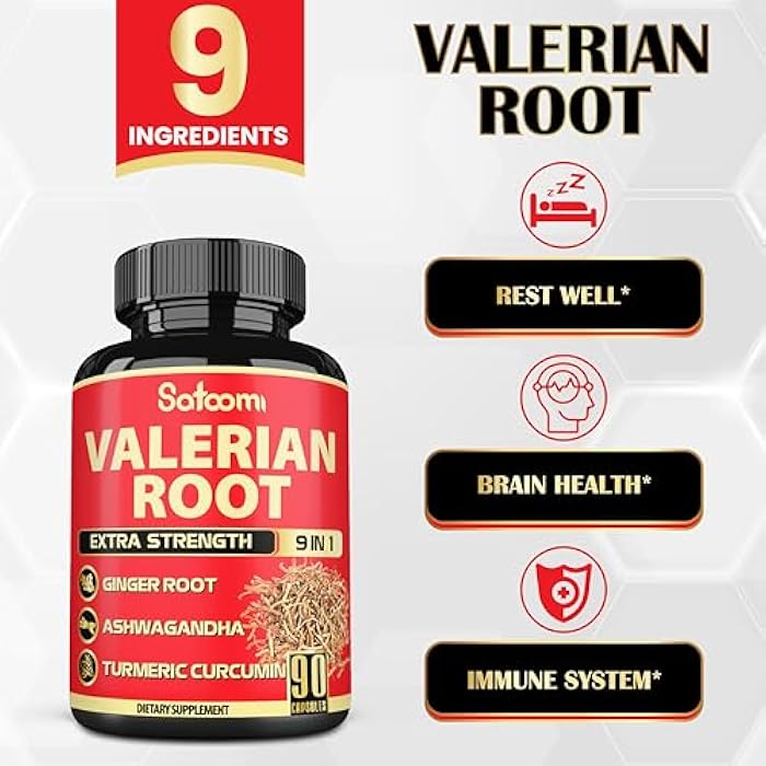 Satoomi Valerian Root Capsules - 9 Natural Herbs - Ashwagandha, Turmeric, Ginger, Ceylon Cinnamon - 90 Caps for 3-Month Supply - Image 3