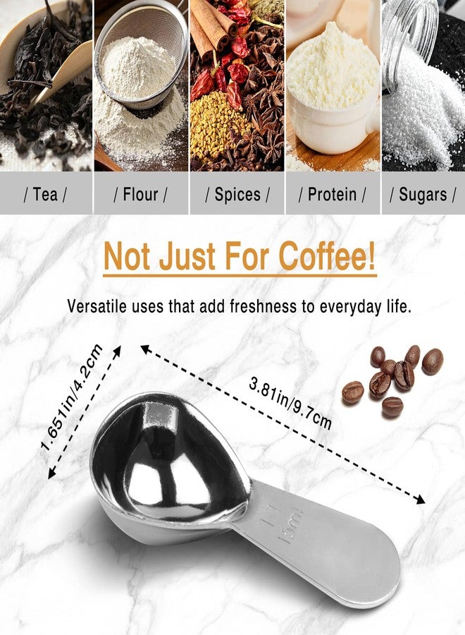 طقم مغارف قهوة من الفولاذ المقاوم للصدأ مكون من قطعتين - ملعقتان كبيرتان للقياس للقهوة المطحونة والبروتين والسكر - مقبض قصير يناسب علب التخزين - Image 4