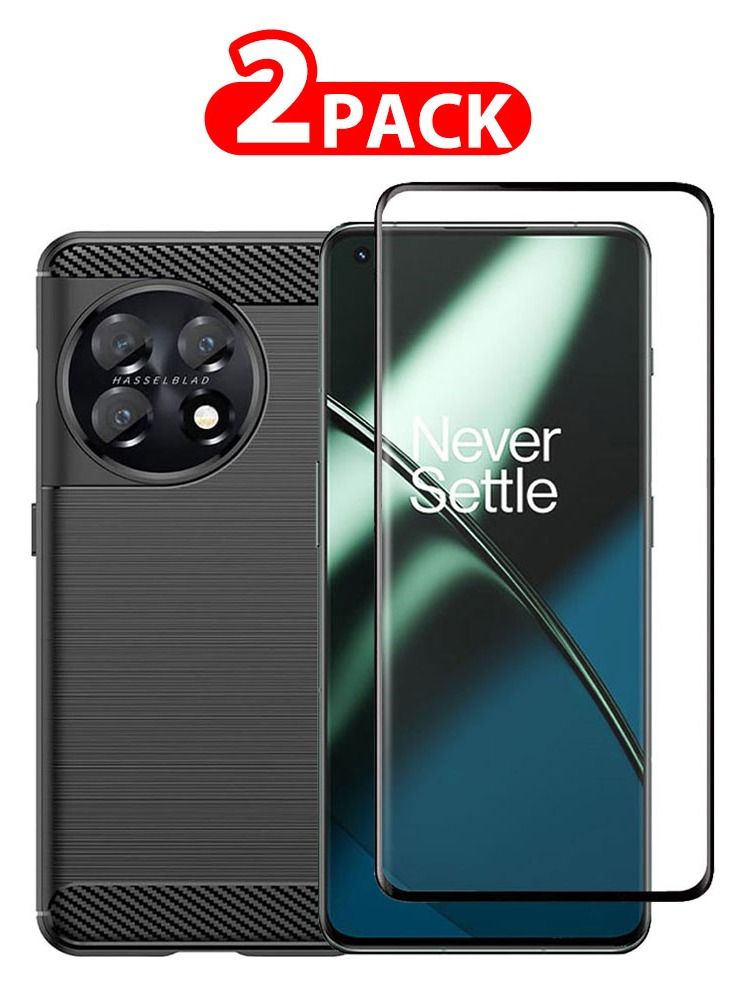 CATANES 2 Packs For OnePlus 11 Case Cover and Screen Protector Soft TPU Bumper Protective Back Case Black - Image 1