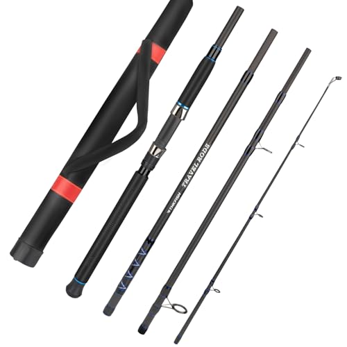 THKFISH 4 Piece5 Piece Saltwater Travel Rod Heavy Spinning Fishing Rod Portable Travel Surf Rod Carbon Fiber Saltwater Boat Fishing Rod 697989 with Case Bag for Seawater Fish - Image 1