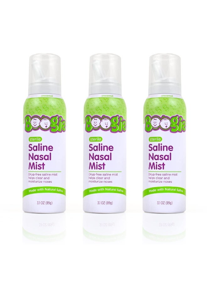 Boogie Boogie Baby Saline Nasal Spray Mist Allergy Relief Nasal Decongestant FSAHSA Eligible Made with Natural Saline Unscented 31 Ounce Pack of 3  - Image 1