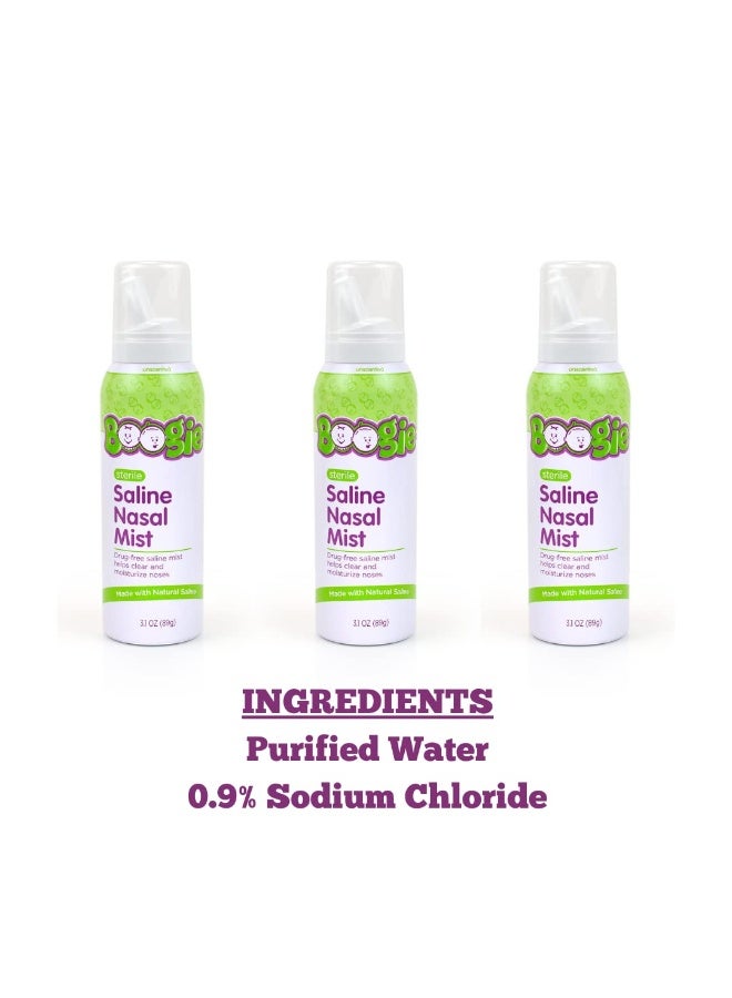 Boogie Boogie Baby Saline Nasal Spray Mist Allergy Relief Nasal Decongestant FSAHSA Eligible Made with Natural Saline Unscented 31 Ounce Pack of 3  - Image 4