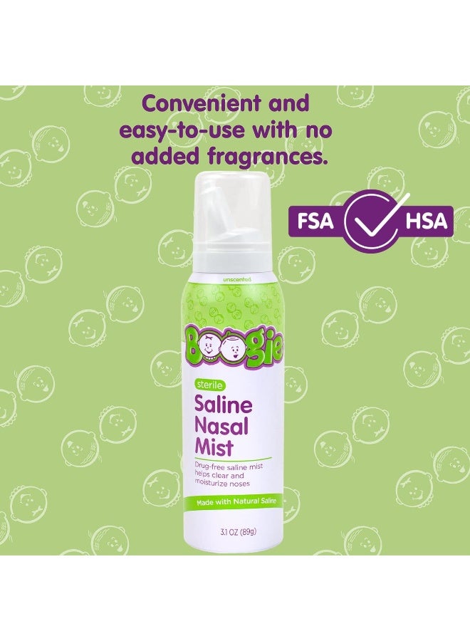 Boogie Boogie Baby Saline Nasal Spray Mist Allergy Relief Nasal Decongestant FSAHSA Eligible Made with Natural Saline Unscented 31 Ounce Pack of 3  - Image 3