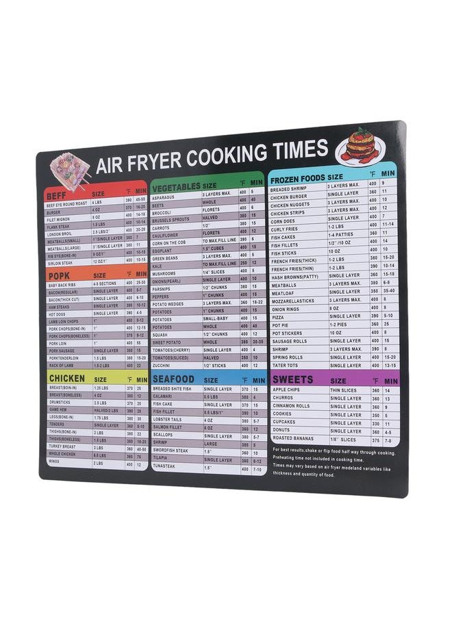 Fryer Magnetic Cheat Sheet Fryer Cooking Times Magnetic Cheat Sheet Fryer Accessories Cookbook Recipe Card Meat Temp Guide 20x25cm