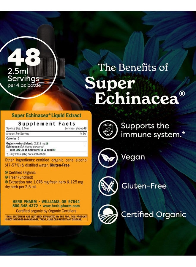 Herb Pharm Certified Organic Super Echinacea Liquid Extract for Active Immune System Support - 4 Oz - Image 2