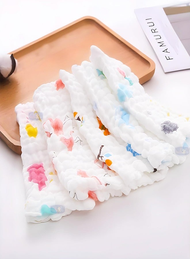 Koochie-Koo Soft Muslin Cloth for New Born Baby 500 GSM | 30x30 cm, Pack of 5 | Gentle Baby Towels Newborn | Premium Bath Towels for Delicate Skin | Gift for New Parents Fabric - Image 2