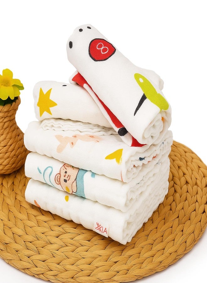 Koochie-Koo Soft Muslin Cloth for New Born Baby 500 GSM | 30x30 cm, Pack of 5 | Gentle Baby Towels Newborn | Premium Bath Towels for Delicate Skin | Gift for New Parents Fabric - Image 1