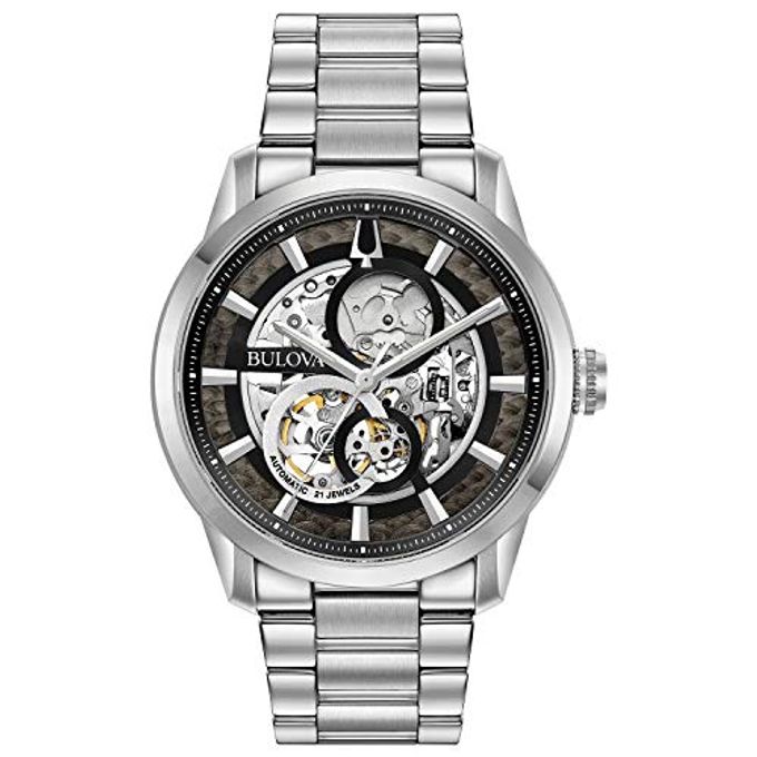 Bulova Men'S Classic Sutton Stainless Steel Automatic Watch, Skeleton Dial Style: 96A208 - Image 1